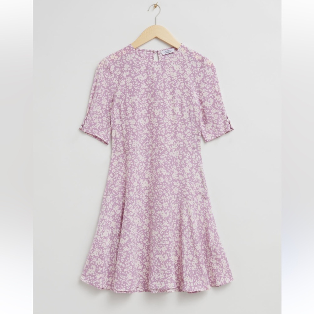 & Other Stories Printed Flared Skirt Dress Sz EU 40 (U.S. 8-10) Lilac Floral